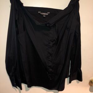 Off shoulder button down blouse